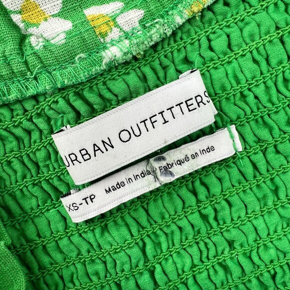 Urban Outfitters XS Daisy Floral Smocked Mini Dress Off Shoulder Cottagecore - Picture 2 of 12